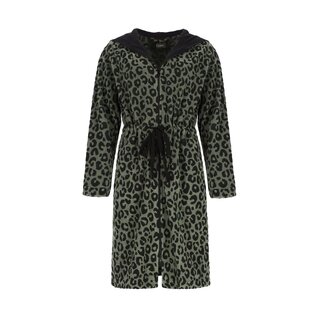 Cawö Home Dames Korte badjas met Capuchon en Ritssluiting 854 oliv XS