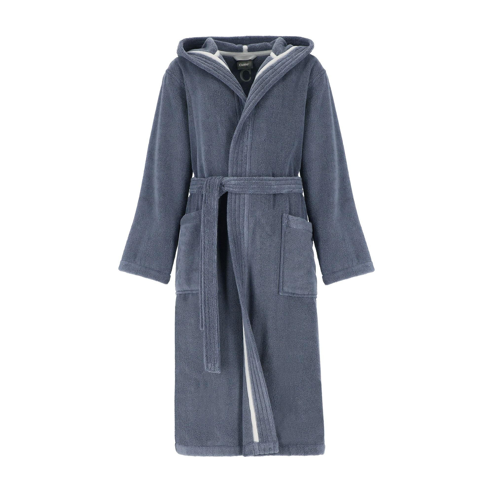 Cawö Cawö Home Dames Badjas met Capuchon 852 nachtblau XL