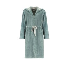 Cawö Home Dames Korte badjas met Capuchon en Ritssluiting 822 gletscher 32/34