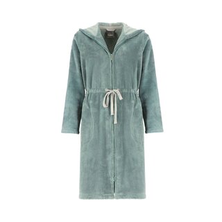 Cawö Home Dames Korte badjas met Capuchon en Ritssluiting 822 gletscher 32/34
