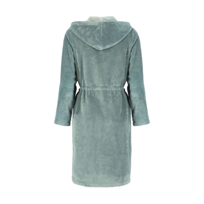 Cawö Home Dames Korte badjas met Capuchon en Ritssluiting 822 gletscher 32/34