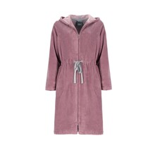 Cawö Home Dames Korte badjas met Capuchon en Ritssluiting 822 malve 40/42