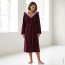Cawö Cawö Home Dames Badjas met Capuchon 830 burgundy 32/34