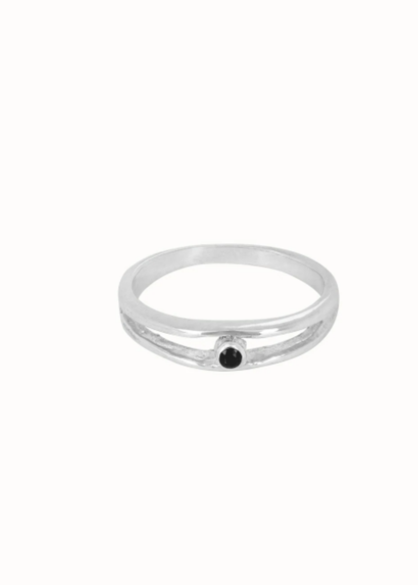 Flawed Black Dot Pinky Ring Sterling Silver