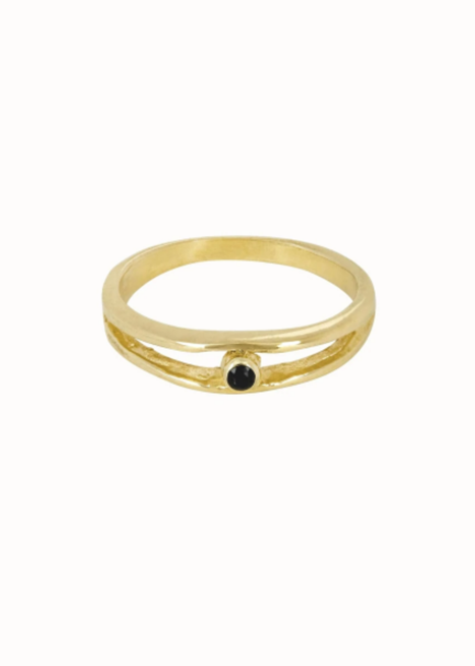 Flawed Black Dot Pinky Ring Goldplated