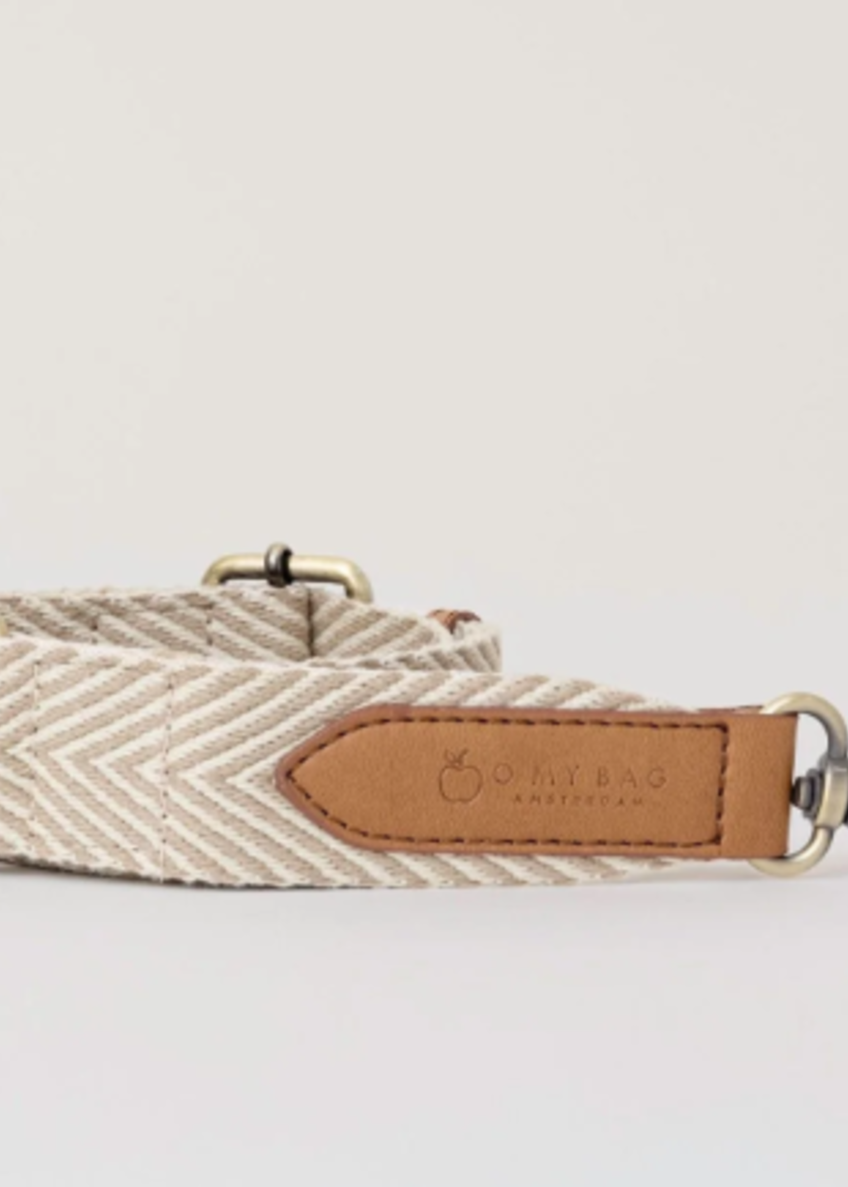 Herringbone Webbing Strap - Sand & Cognac Apple Leather