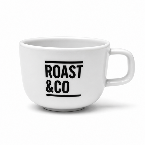 Roast & Co ROAST & CO Espresso kop wit met zwart logo