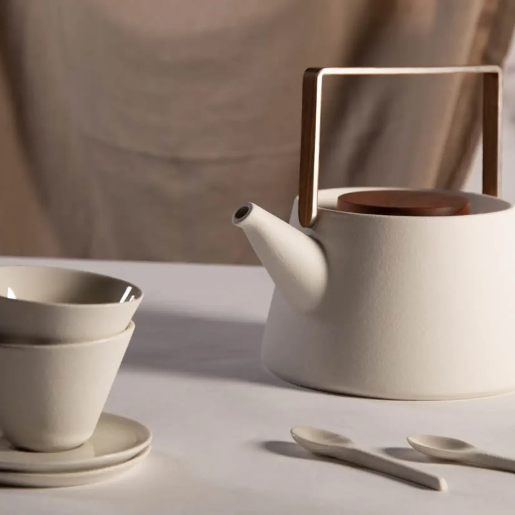 TEIERA IN CERAMICA CON COPERCHIO IN LEGNO