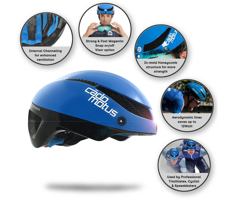 Omega Aerohelm voor schaatsen en triathlon- Blauw