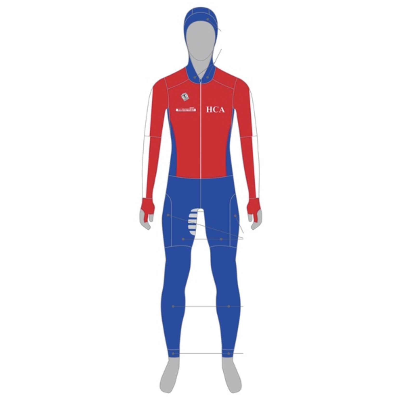 HCA Wedstrijd pak lycra met cap