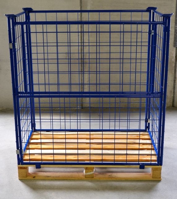 Steel Cage Container with Folding Window – 1200 × 800 × 1200 mm - 1000 kg