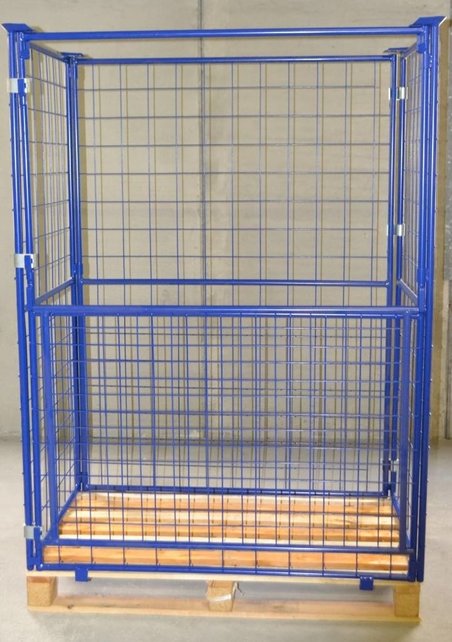 Steel wire mech cage container L1.2xW0.8xH1.6m with folding window