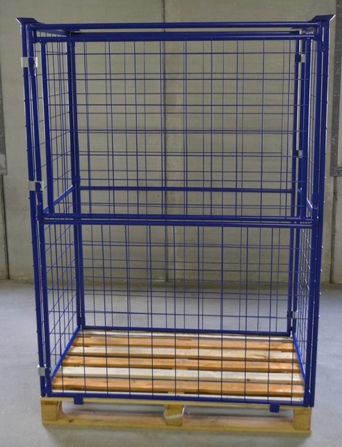 Steel wire mech cage container L1.2xW0.8xH1.6m with folding window