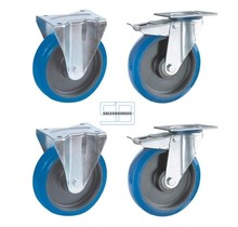 Heavy Weight Wheel set tipper containers blue elastic rubber wheels 200 mm diameter