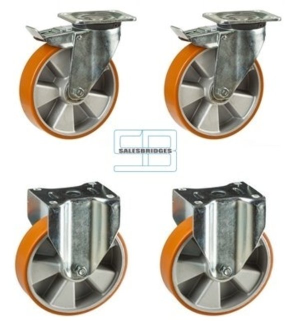Heavy Weight Wheel set tipper containers PU wheels 160 mm diameter
