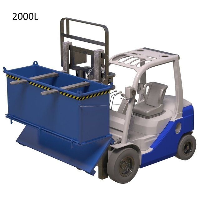 Chip Container 1000L (35.3 cu ft)  with Lifting Eyes Hinged Bottom Tipper Container for Forklift and Crane BB-Model Chip Container 1000L (35.3 cu ft)  with Lifting Eyes Hinged Bottom Tipper Container for Forklift and Crane BB-Model