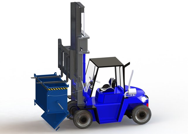 Chip Container 1500L (53 cu ft)with Lifting Eyes Hinged Bottom Tipper Container for Forklift and Crane BB-model