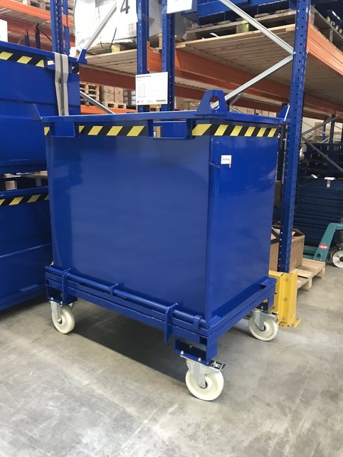 Chip Container 2000L (70.6 cu ft ) with Lifting Eyes Hinged Bottom Tipper Container for Forklift and Crane BB- Model