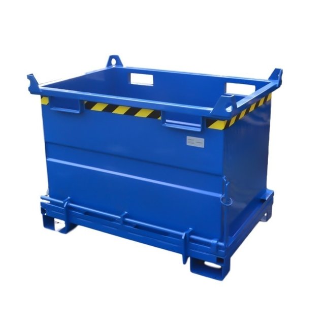 Chip Container 1300L (45.9 cu ft ) with Lifting Eyes Hinged Bottom Tipper Container for Forklift and Crane BB-model