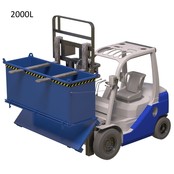 Chip Container 1300L (45.9 cu ft ) with Lifting Eyes Hinged Bottom Tipper Container for Forklift and Crane BB-model