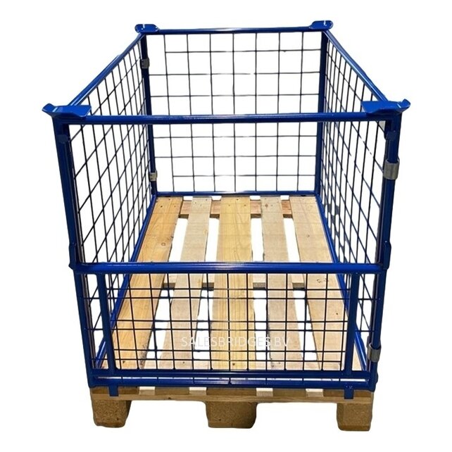Steel Cage Container with Folding Window – 1200 × 800 × 1200 mm (RAL5010)