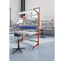 Production line workstation conveyor workbench 150 kg with worktop