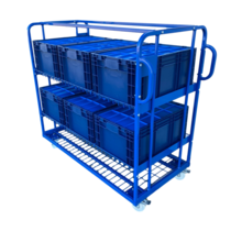 Order Picking Shelves Trolley 130x65x123cm, 3 Mesh Shelves, Demountable Cart
