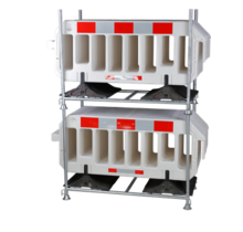 Plastic Barrier Fence Set – 15 Units with Storage & Transport Rack (Galvanized)