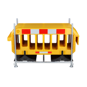 Plastic Barrier Fence Set – 15 Pieces (Yellow) with Galvanized Storage & Transport Rack