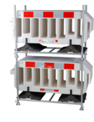 Plastic Barrier Fence Set – 15 Pieces (Yellow) with Galvanized Storage & Transport Rack