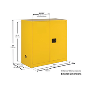 30 Gallon- Flammable Cabinet 112 x 109 x 46 cm, 1 Shelf, 2 Doors
