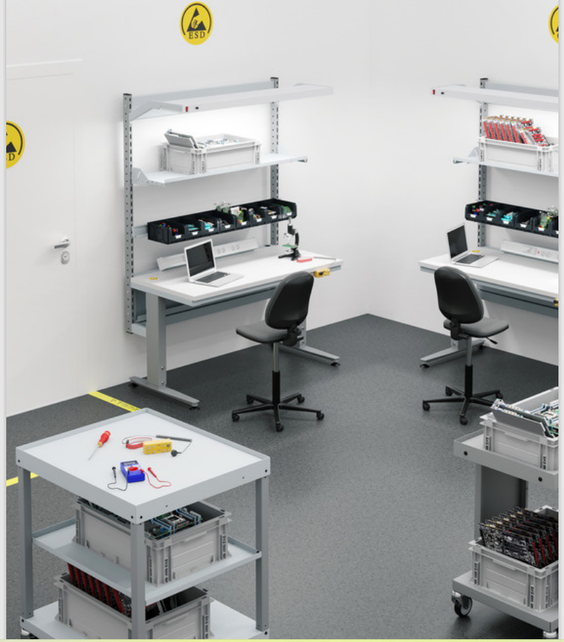 ESD Workstation for Electronics Industry – Height Adjustable, 30 mm Anti-Static Worktop
