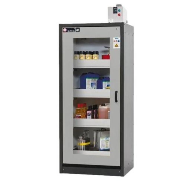 Safety cabinet for flammable liquids 86 x 62 x 194 cm, 30 min Fire resistance ,Glass doors, 4 Drawers Safety cabinet for flammable liquids 86 x 62 x 194 cm, 30 min Fire resistance ,Glass doors, 4 Drawers
