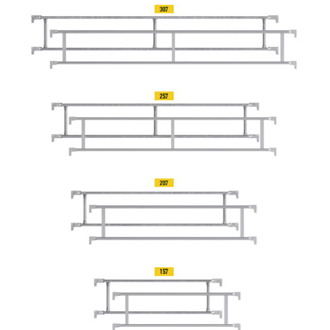 Scaffolding Double Guard Rail 307 – Galvanized Steel / Aluminum