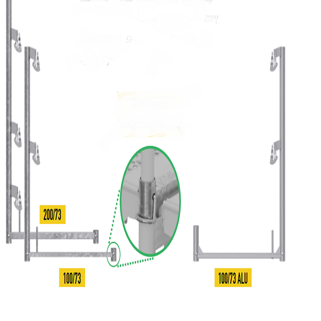 Scaffolding steel handrail post with platform protection