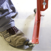 Expanding barrier red-white with wheels reflective marking extendable to 3,6 m