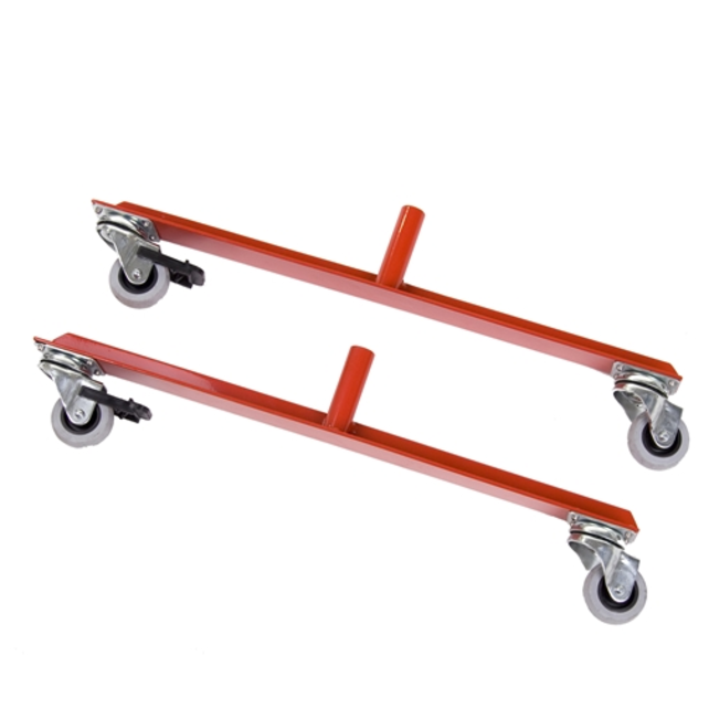 Expanding barrier red-white with wheels reflective marking extendable to 3,6 m