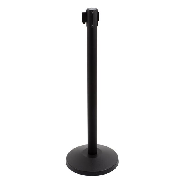 XL Barrier Post Black, Retractable Black/Red-White Belt 3.4m