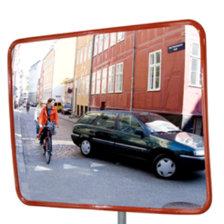 Traffic Mirror- Convex Rectangle- Red Frame