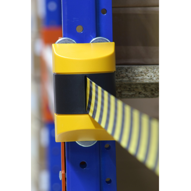 Magnetic Retractable Barrier 4.6m (15ft) Yellow/black belt - Made in Germanymany