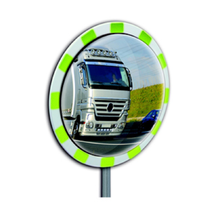 Traffic Mirror, Ø 60 cm, Polycarbonate, with green-yellow reflectors , 180 ° vision.