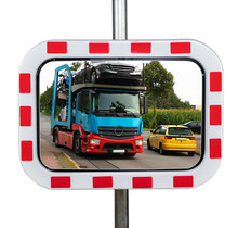 Traffic Mirror- Rectangle -White Frame with Red Reflectors