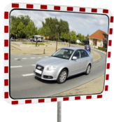 Traffic Mirror- Rectangle -White Frame with Red Reflectors