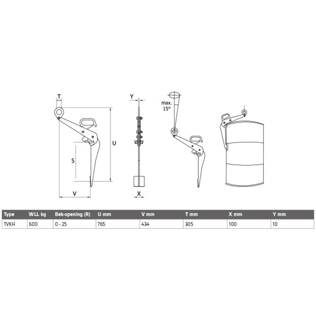 Heavy Duty Clamp for Drum lifting 600Kg CE Heavy Duty Clamp for Drum lifting 600Kg CE