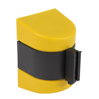 Retractable barrier, 9.1 m  Yellow-Black Stripes, Wall-Mount  Holder.