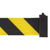 Retractable barrier, 9.1 m  Yellow-Black Stripes, Wall-Mount  Holder.