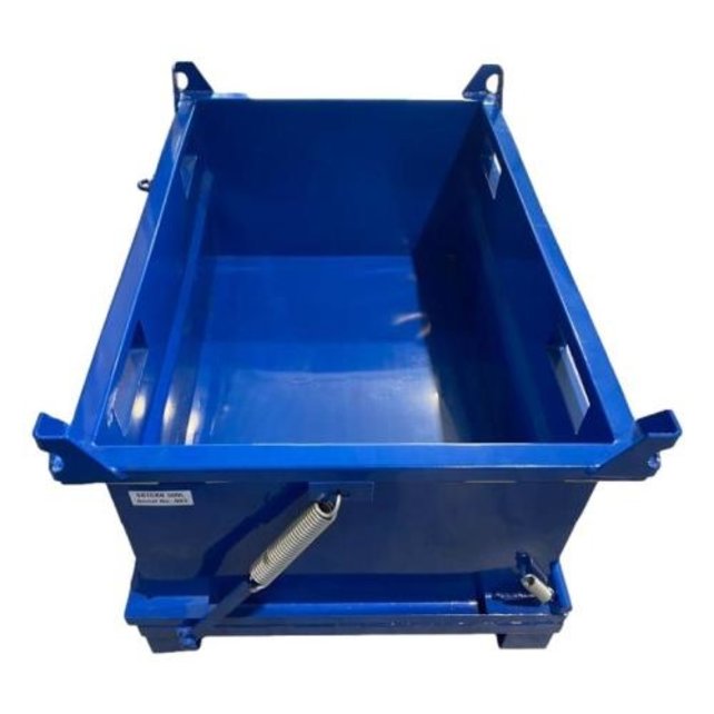 Chip Container 500L (17.7cu ft) with Lifting Eyes Hinged Bottom waste Container for Forklift and Crane BB-Model