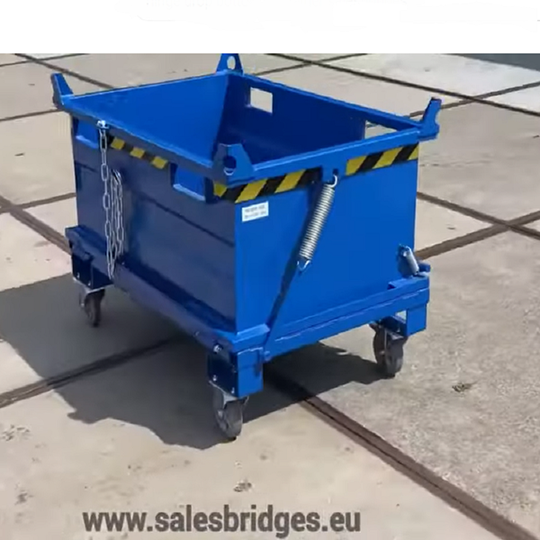 SalesBridges Chip Container 750L with Lifting Eyes Hinged Bottom Tipper  Container for Forklift and Crane