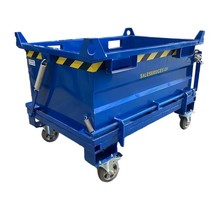 Chip Container 500L (17.7cu ft) with Lifting Eyes Hinged Bottom waste Container for Forklift and Crane BB-Model