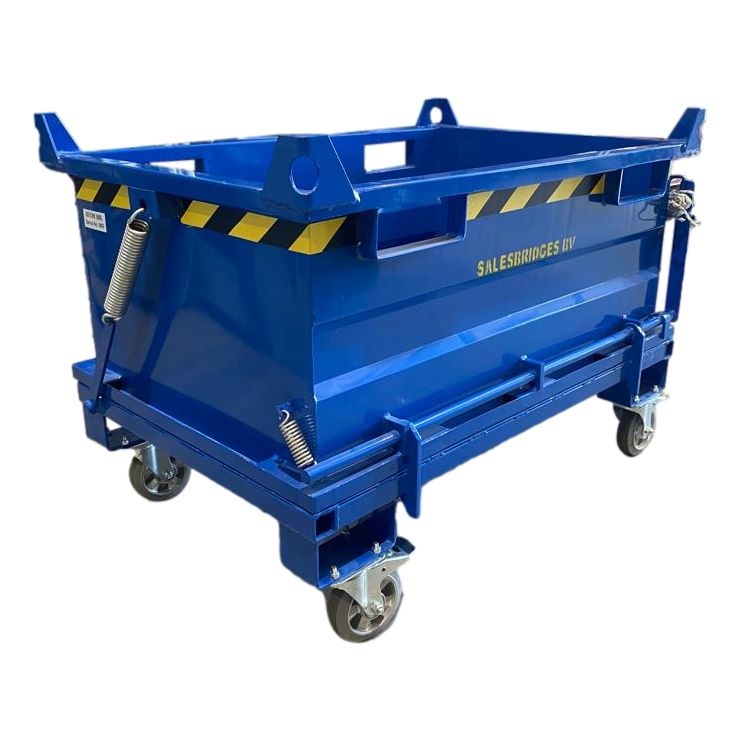 SalesBridges Chip Container 750L with Lifting Eyes Hinged Bottom Tipper  Container for Forklift and Crane